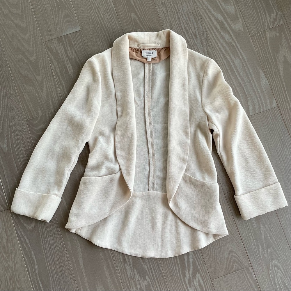 Aritzia Wilfred Chevalier Jacket Blazer Crepe Ivory - Short Version - Size 00